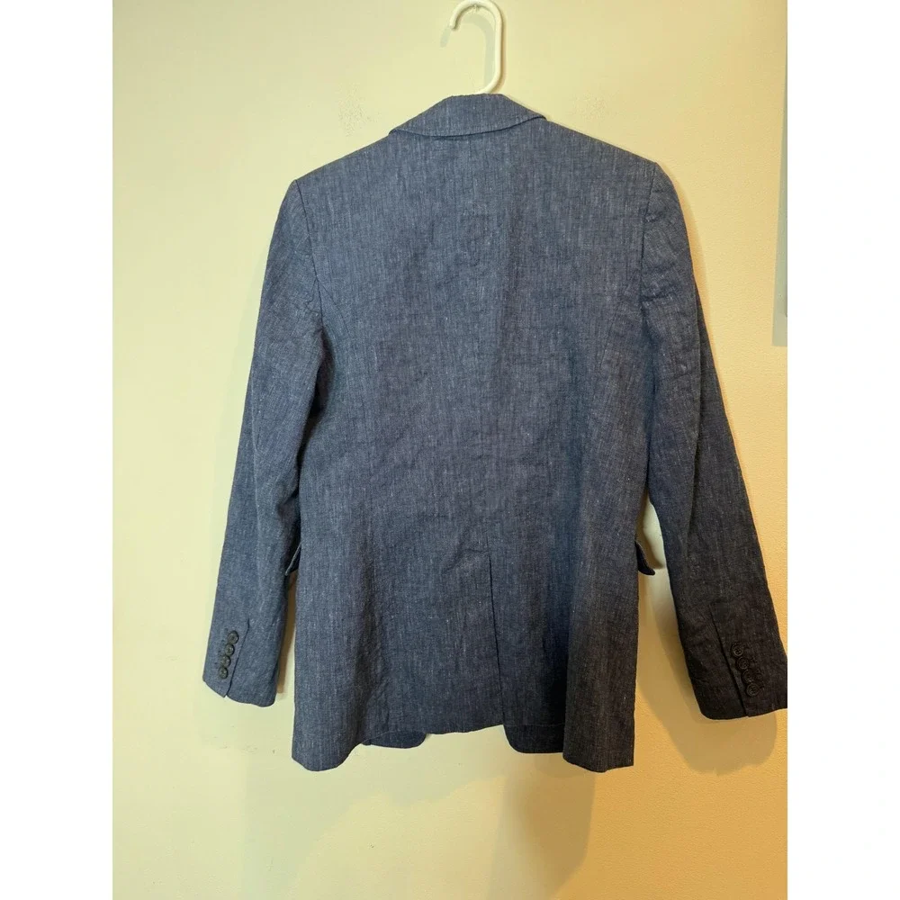 Michael Kors Blazer Womens 6 Blue Linen Cotton One Button Jacket Career‎ Office